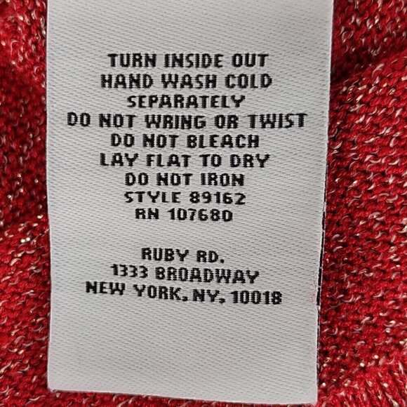 Ruby Rd Women's Red Sweater Gold Sparkle One Piece Pullover Cardigan Size Large - Picture 12 of 12